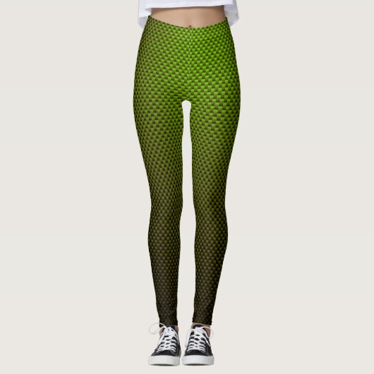 Leggings met een groen patroon van zwarte koolstof (Voorkant)