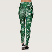 Leggings met een groene kerstsneeuwvlok (Achterkant)