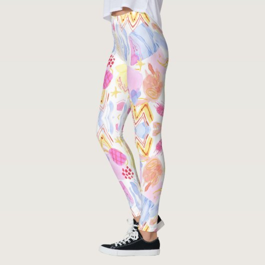 Leggings met een kleurrijk abstract patroon (Links)