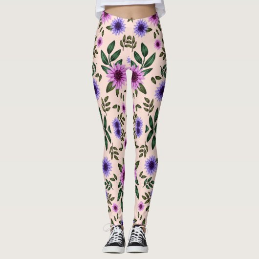 Leggings met een levendig bloemenpatroon (Voorkant)