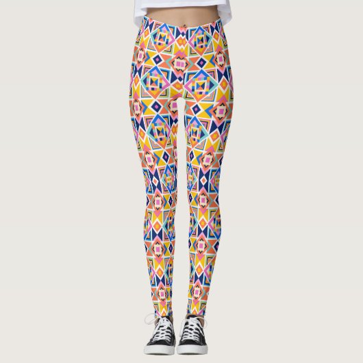Leggings met een levendig geometrisch patroon (Voorkant)