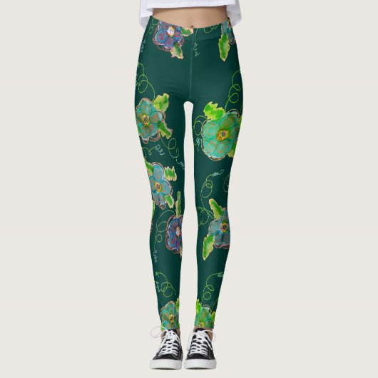 Leggings met een modern bloemontwerp (Voorkant)