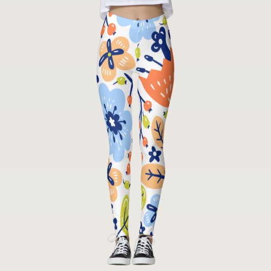 Leggings met een strakke grafische bloem (Voorkant)