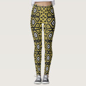 Leggings met een zwart en goudpatroon ★ Funky Trib (Voorkant)