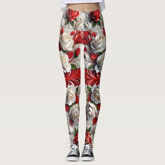 Leggings met Engels Rozen Design (Voorkant)