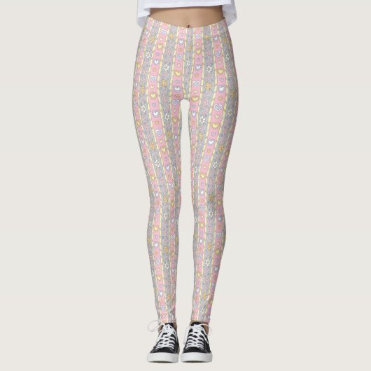 Leggings met gestreepte bloemen (Voorkant)