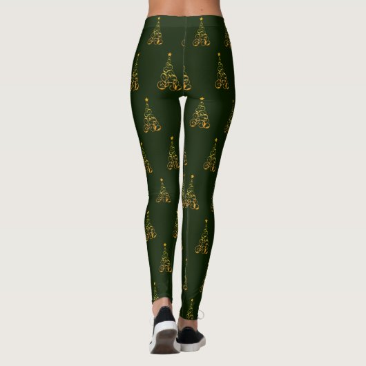 Leggings met gouden kerstbomen (Achterkant)