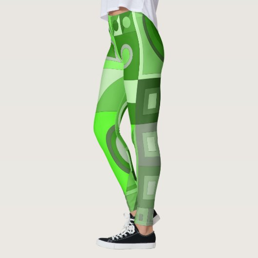Leggings met groene casual kunst (Links)