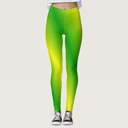 Leggings met groene en gele streep (Voorkant)