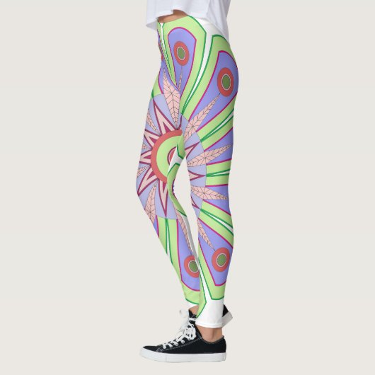 Leggings met groene en roze kunst (Links)