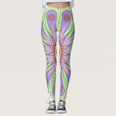 Leggings met groene en roze kunst (Voorkant)