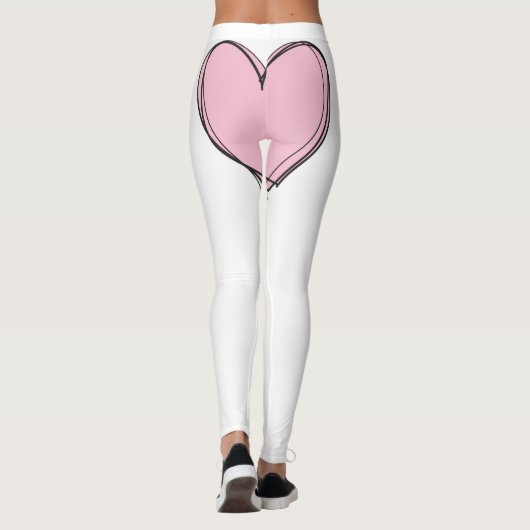 Leggings met hartdekking Witte zwarte roze (Achterkant)