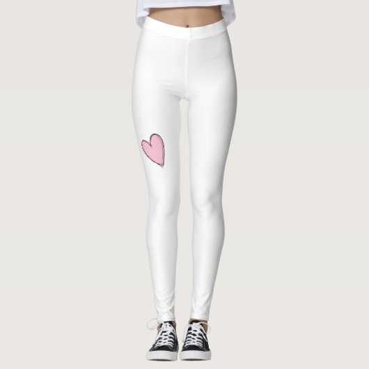 Leggings met hartdekking Witte zwarte roze (Voorkant)