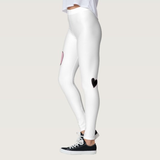 Leggings met hartdekking Witte zwarte roze (Links)