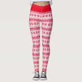 Leggings met het rode kerstpatroon (Voorkant)