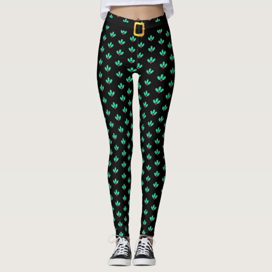 Leggings met KerstHolly Berry (Voorkant)