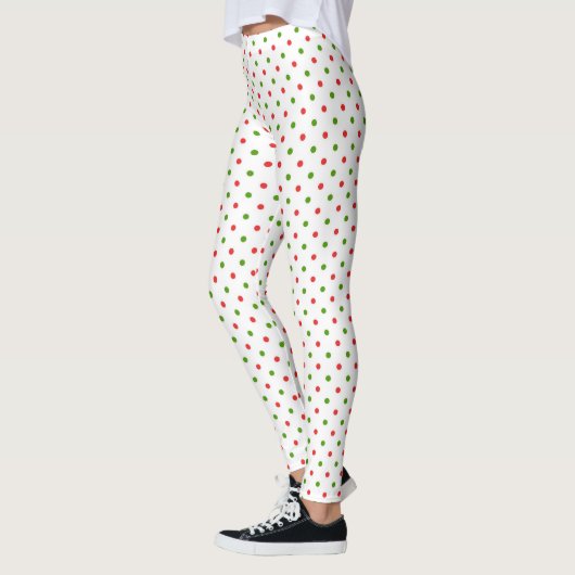 Leggings met kerstrood en groene poka Dot (Links)