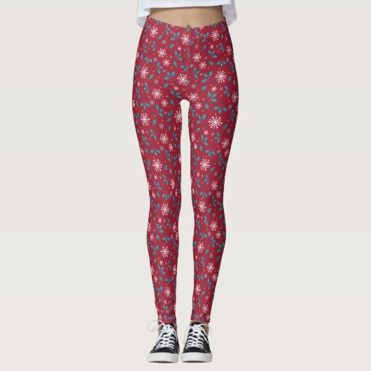 Leggings met kerstsnoep, rood (Voorkant)