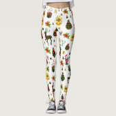 Leggings met kleurrijke kerstsymbolen (Voorkant)