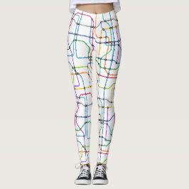 Leggings met kleurrijke lijnkunst patronen