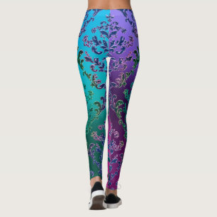 Leggings met kleurrijke metalen kant