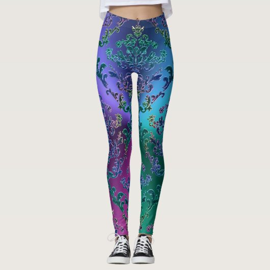 Leggings met kleurrijke metalen kant (Voorkant)