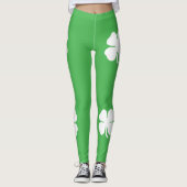 Leggings met leder met witte klaver (Voorkant)