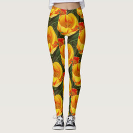 Leggings met lentegele tulpen
