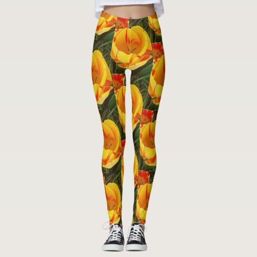 Leggings met lentegele tulpen (Voorkant)
