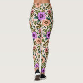 Leggings met levendig bloempatroon in paars (Achterkant)