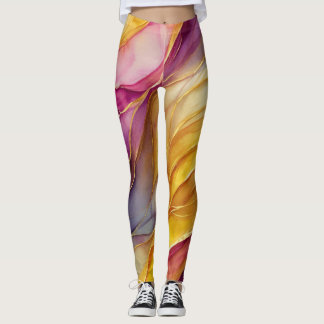 Leggings met levendige golven van kleur