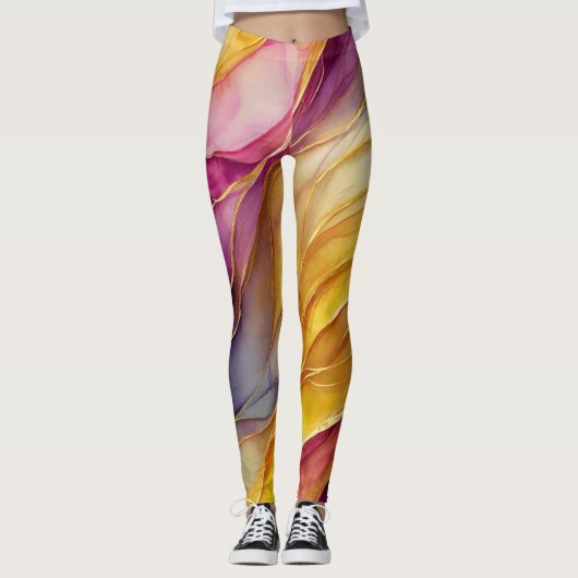 Leggings met levendige golven van kleur (Voorkant)