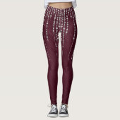 Leggings met maroon- en zilverkralen (Voorkant)