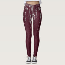 Leggings met maroon- en zilverkralen
