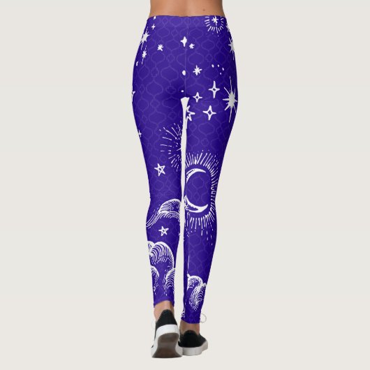 leggings met motor en sterren (WH/BLU/PUR) (Achterkant)