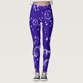 leggings met motor en sterren (WH/BLU/PUR)