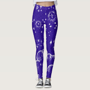 leggings met motor en sterren (WH/BLU/PUR)