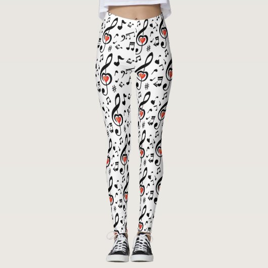 Leggings met muzieknoten als thema (Voorkant)