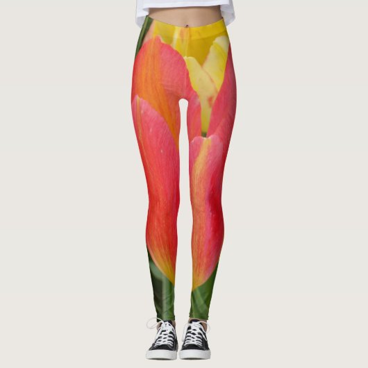 Leggings met Oranje/roze tulp (Voorkant)