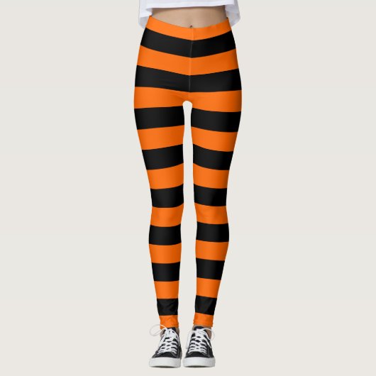 Leggings met Oranje/zwarte strepen (Voorkant)