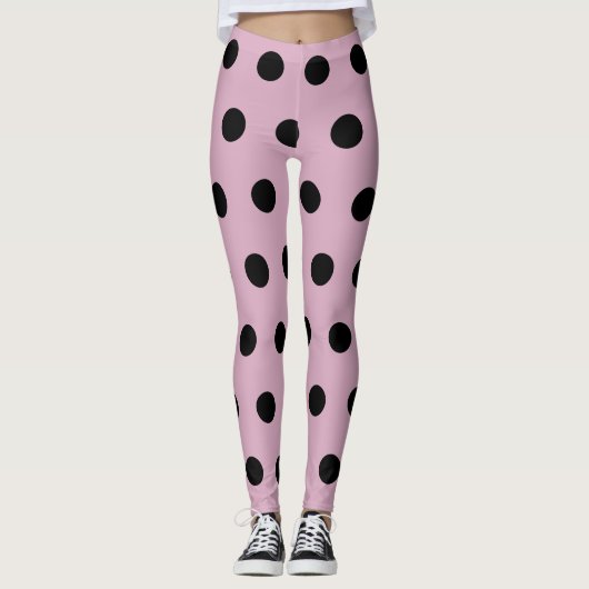 Leggings met pooldot (roze en zwart) (Voorkant)