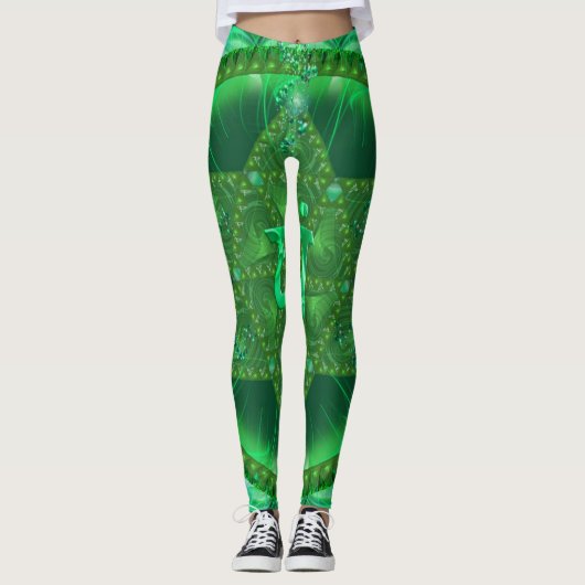 Leggings met Prachtige Groene Mandala (Voorkant)