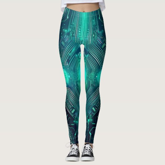 Leggings met print van een printplaat: door techno (Voorkant)