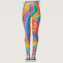 Leggings met regenboogkleurpatronen