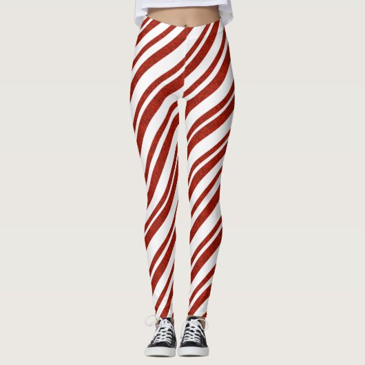 Leggings met rode en witte snoepriet (Voorkant)