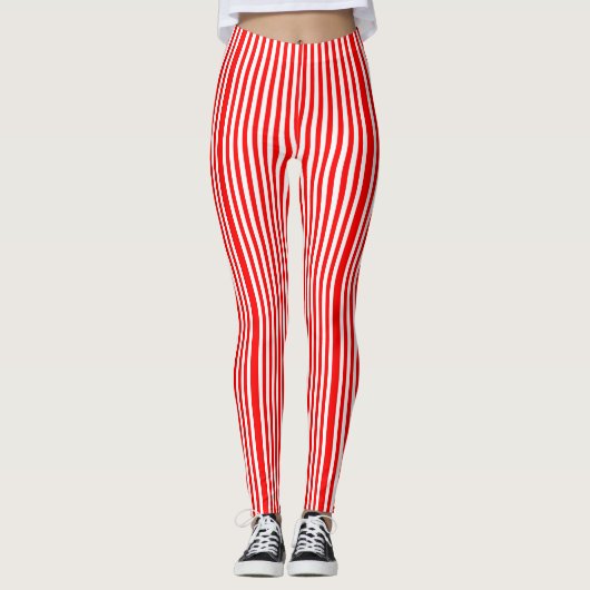 LEGGINGS MET RODE EN WITTE STREEP (Voorkant)