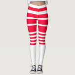 Leggings met rode en witte strepen<br><div class="desc">Rood en wit gestreepte korte korren beïnvloeden leggings met een nautische vibe.</div>