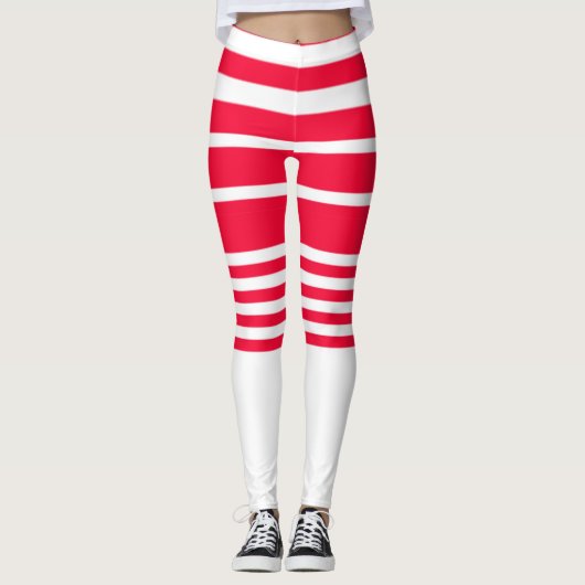 Leggings met rode en witte strepen (Voorkant)