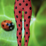 Leggings met rode en zwarte vlekpokken<br><div class="desc">Een paar rode leggings met vettige zwarte vlekken geïnspireerd door het ladybug insect - laat ze met je mee naar huis vliegen.</div>