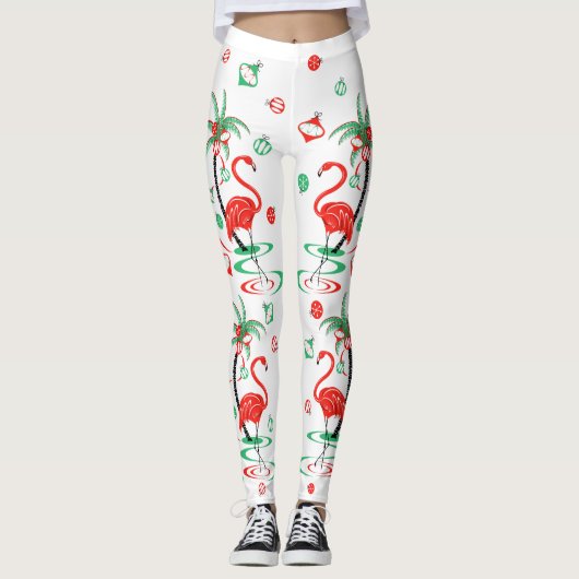 Leggings met rode kerstfeestjes (Voorkant)